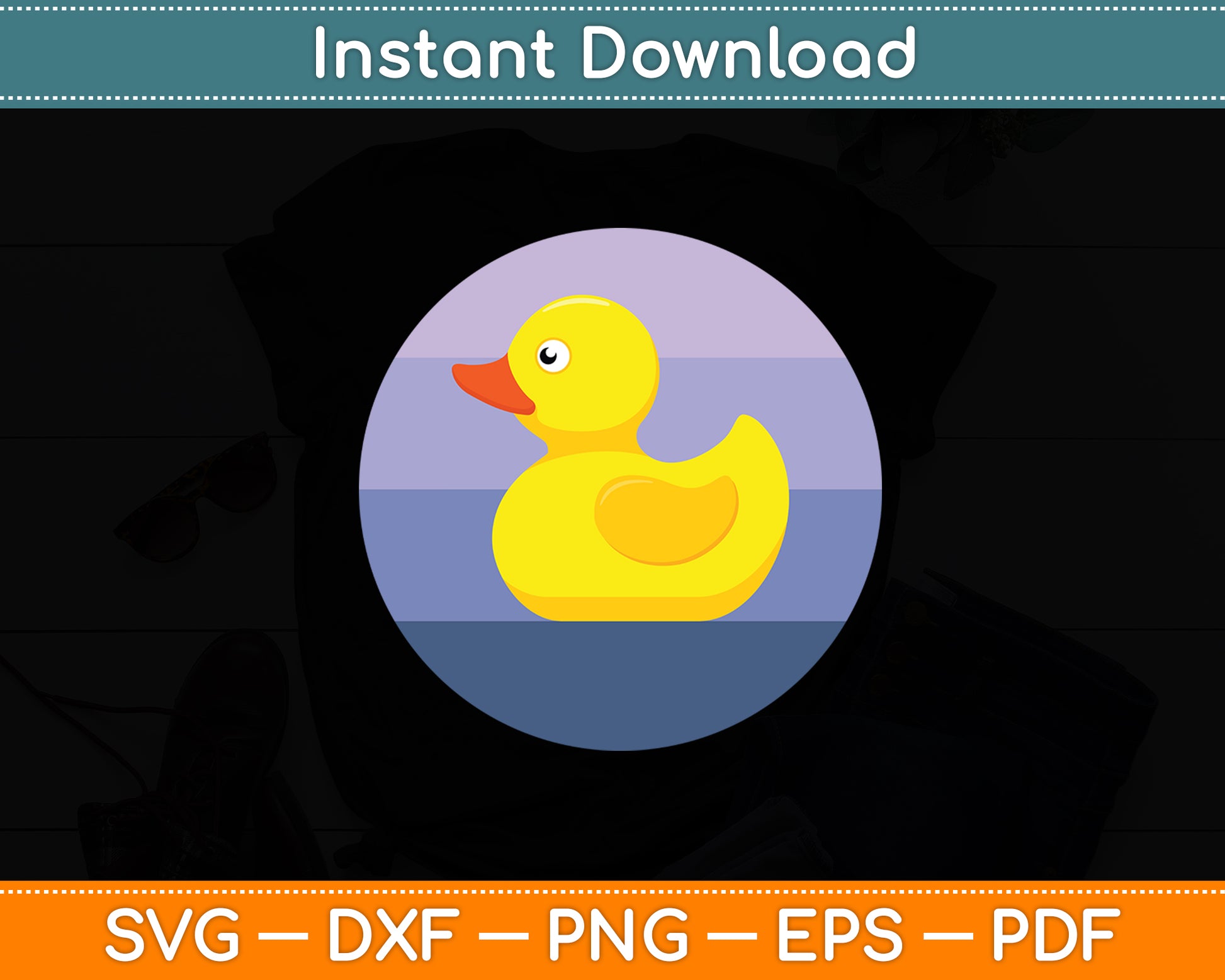 Rubber Duck Yellow Rubber Duck Vintage Retro Svg Png Dxf Digital Cutting File