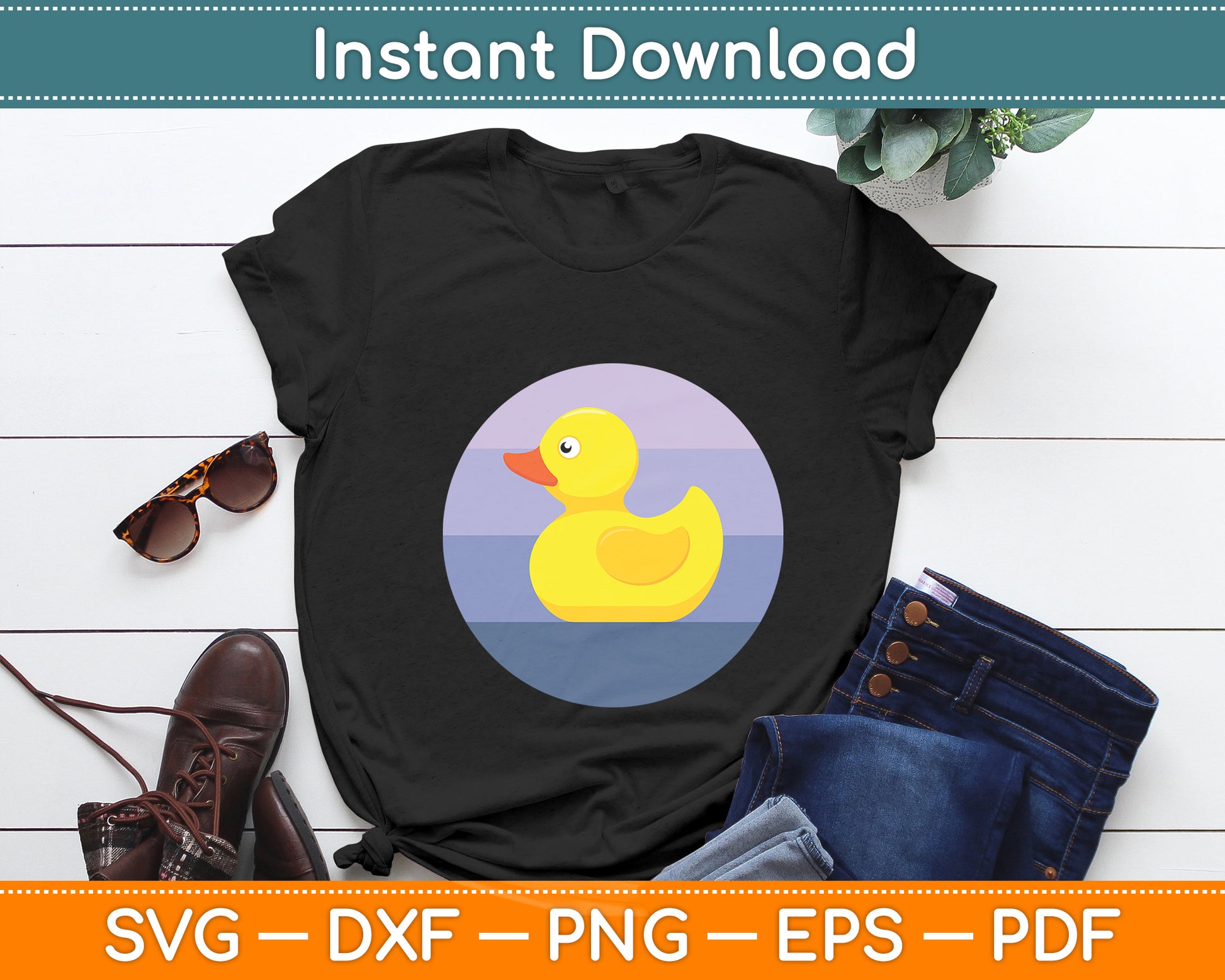 Rubber Duck Yellow Rubber Duck Vintage Retro Svg Png Dxf Digital Cutting File