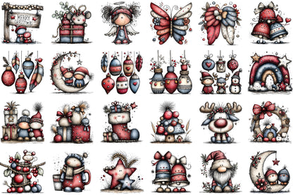 Rustic Boho Christmas Clipart PNG Bundle