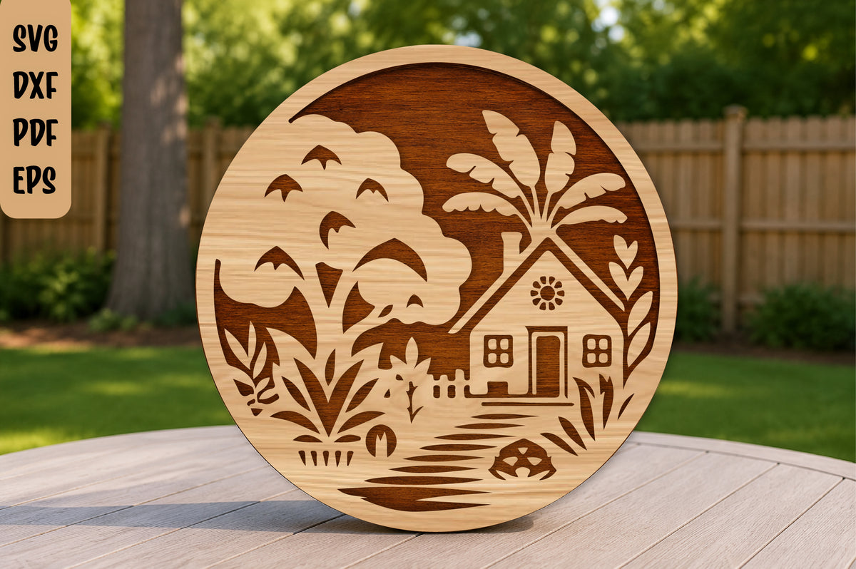 Rustic Cabin Laser Cut SVG
