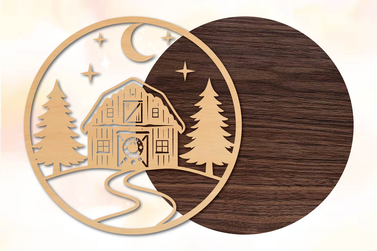 Rustic Christmas Barn SVG