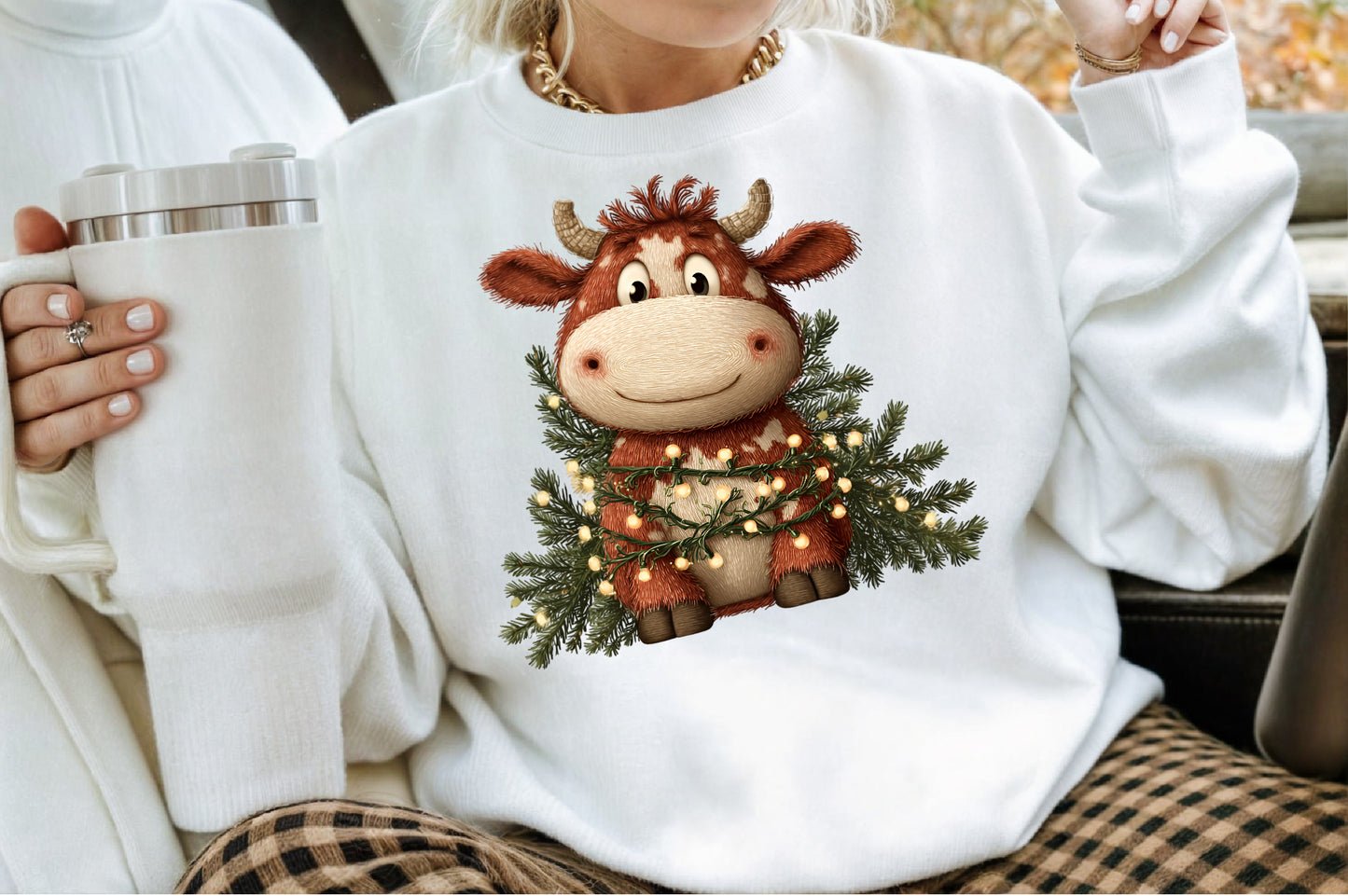 Rustic Christmas Cute Cows Clipart PNG Bundle