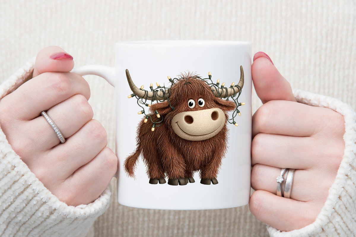 Rustic Christmas Cute Cows Clipart PNG Bundle