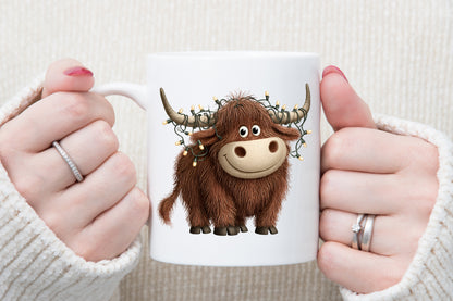 Rustic Christmas Cute Cows Clipart PNG Bundle