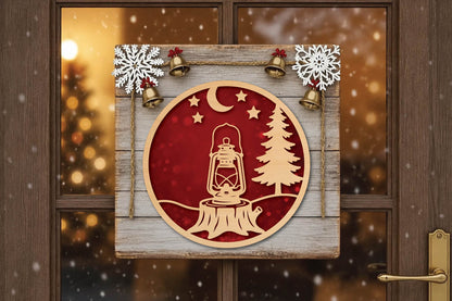Rustic Lantern Christmas Laser Cut SVG