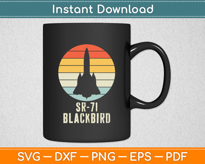 Vintage SR-71 Blackbird Military Aviation Aircraft Svg Png Dxf Digital Cutting File