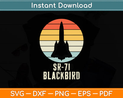 Vintage SR-71 Blackbird Military Aviation Aircraft Svg Png Dxf Digital Cutting File