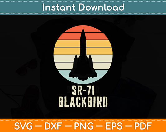 Vintage SR-71 Blackbird Military Aviation Aircraft Svg Png Dxf Digital Cutting File