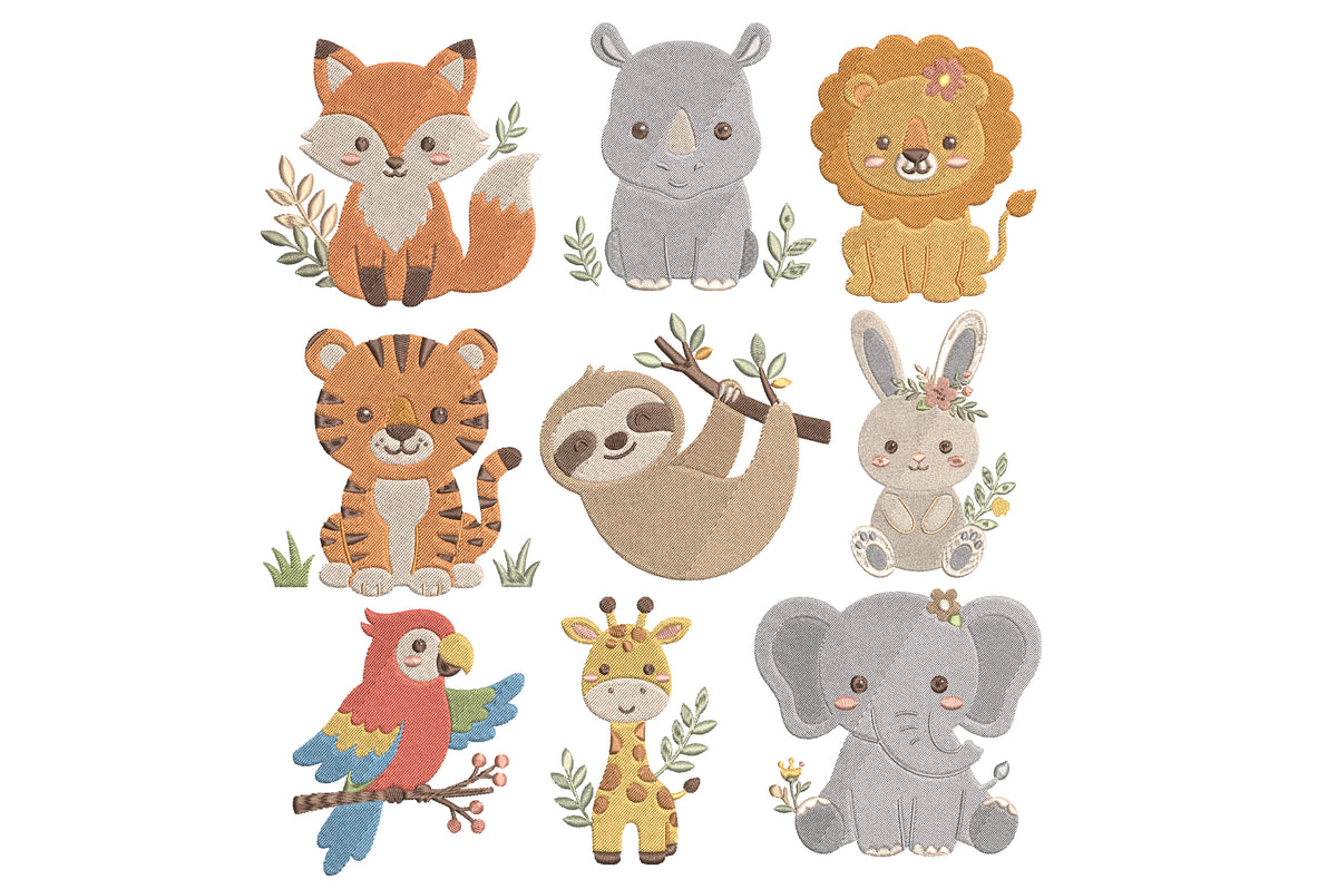 Safari Animals Embroidery Bundle
