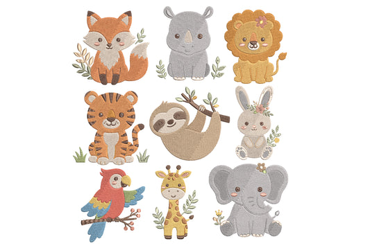Safari Animals Embroidery Bundle