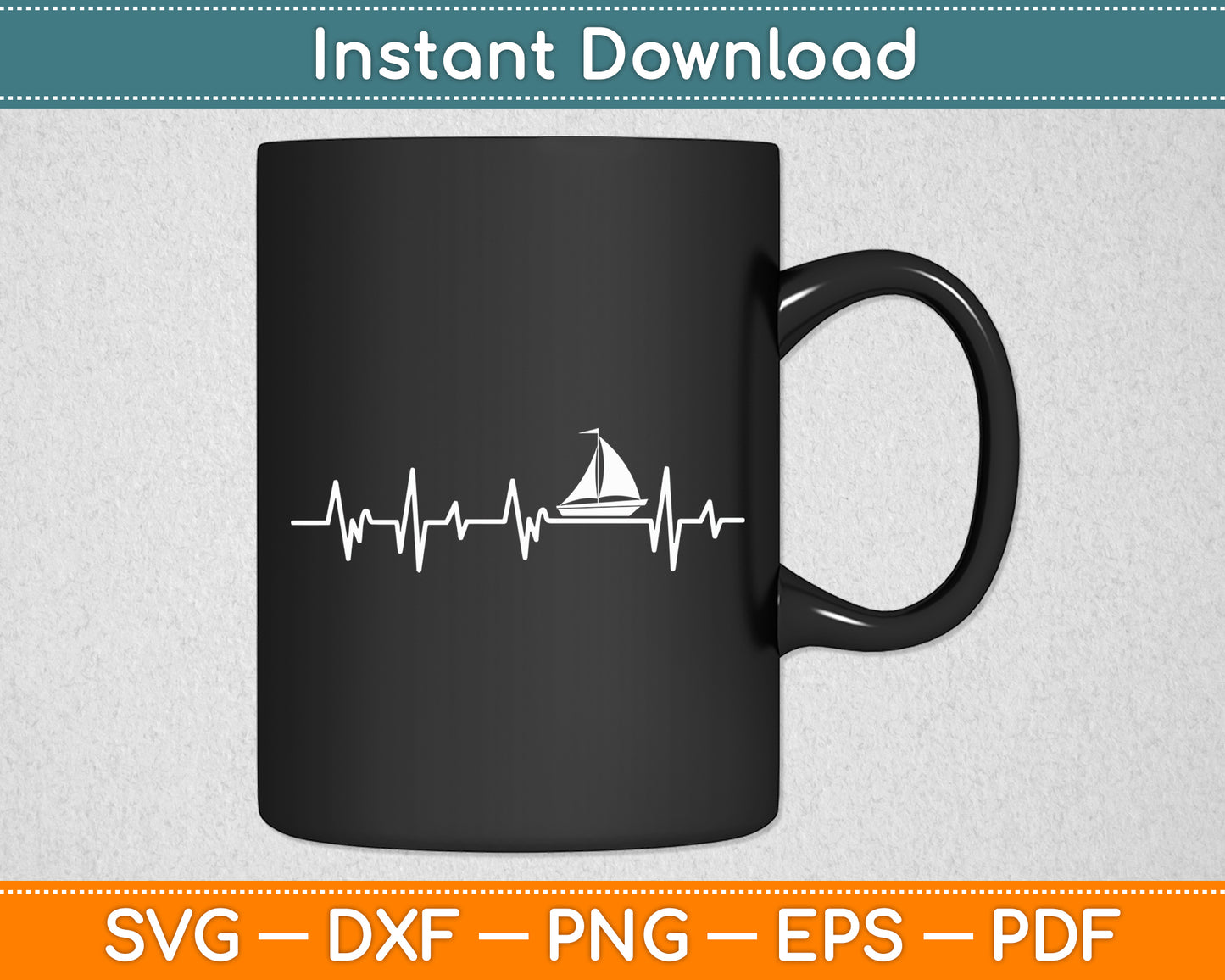 Sailing Heartbeat Sailboat Funny Svg Digital Cutting File