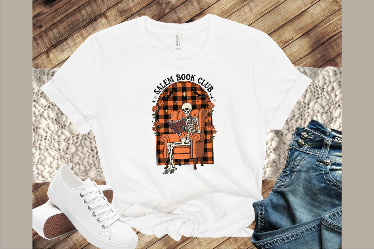 Salem Book Club Skeleton Reading Halloween PNG
