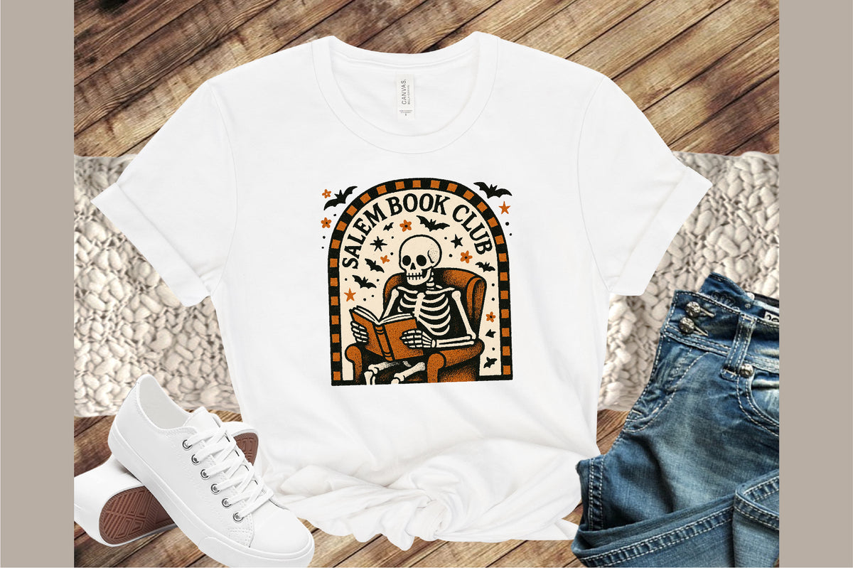 Salem Book Club Skeleton Halloween PNG Design