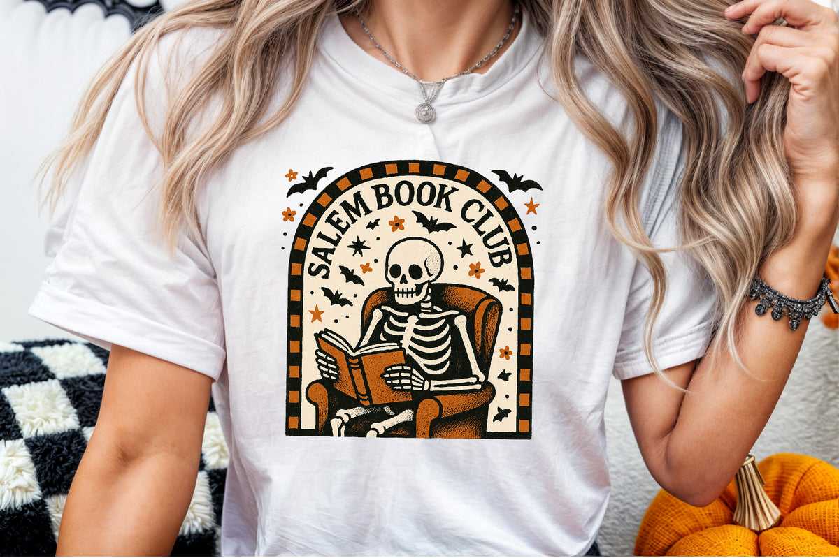 Salem Book Club Skeleton Halloween PNG Design