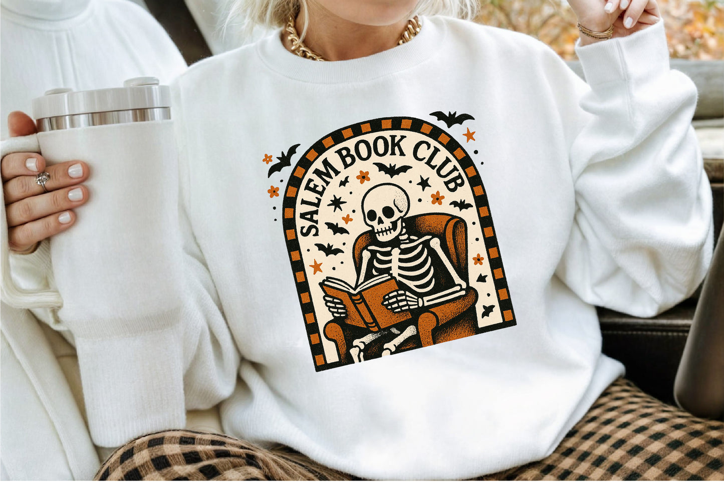 Salem Book Club Skeleton Halloween PNG Design