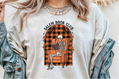 Salem Book Club Skeleton Reading Halloween PNG