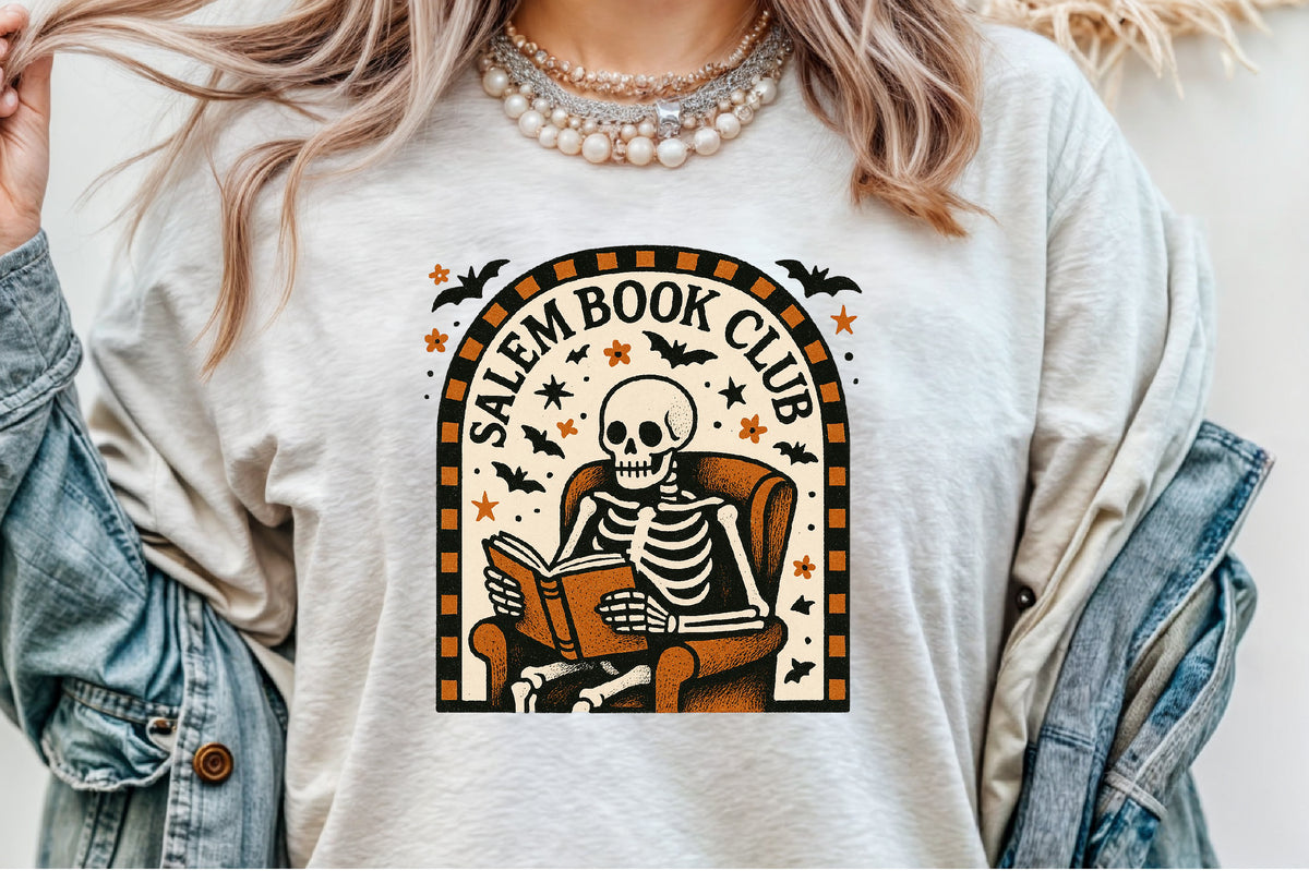 Salem Book Club Skeleton Halloween PNG Design