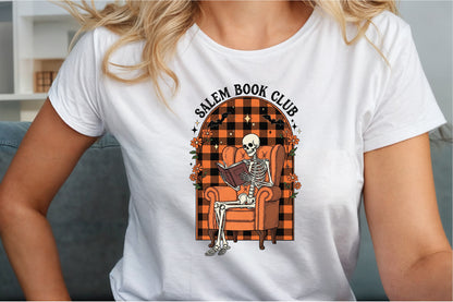 Salem Book Club Skeleton Reading Halloween PNG