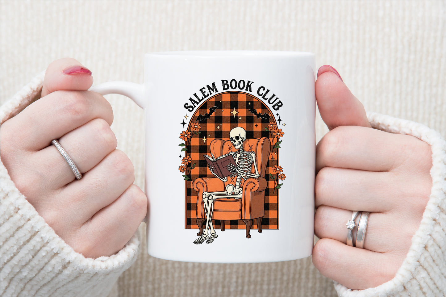 Salem Book Club Skeleton Reading Halloween PNG