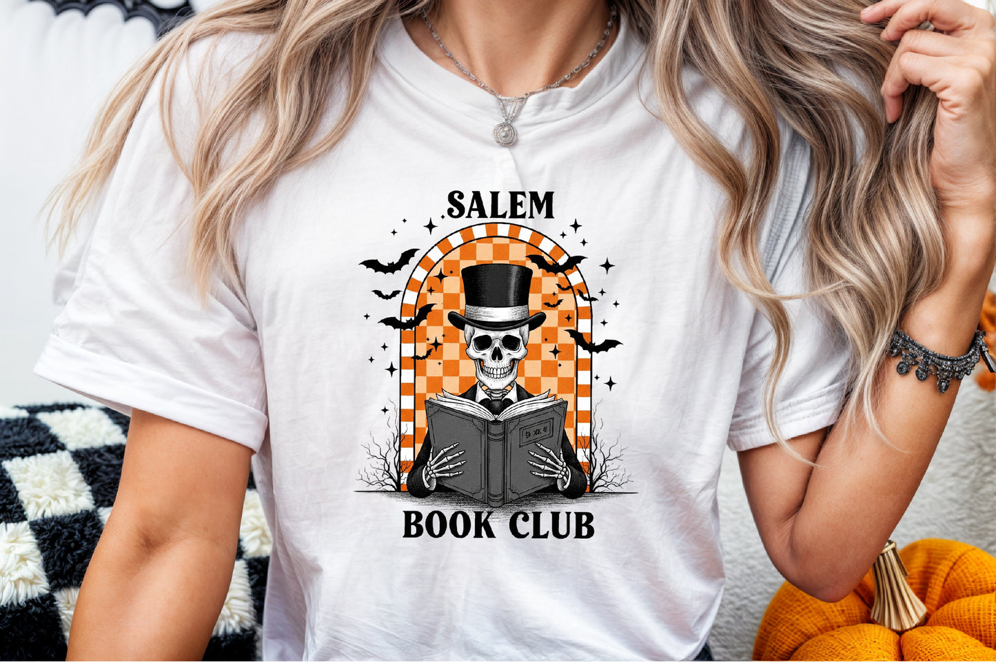 Salem Book Club Retro Halloween Skeleton PNG