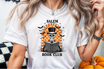 Salem Book Club Retro Halloween Skeleton PNG