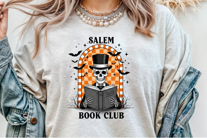 Salem Book Club Retro Halloween Skeleton PNG