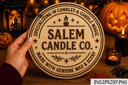 Vintage Halloween Round Sign Laser Cut Design