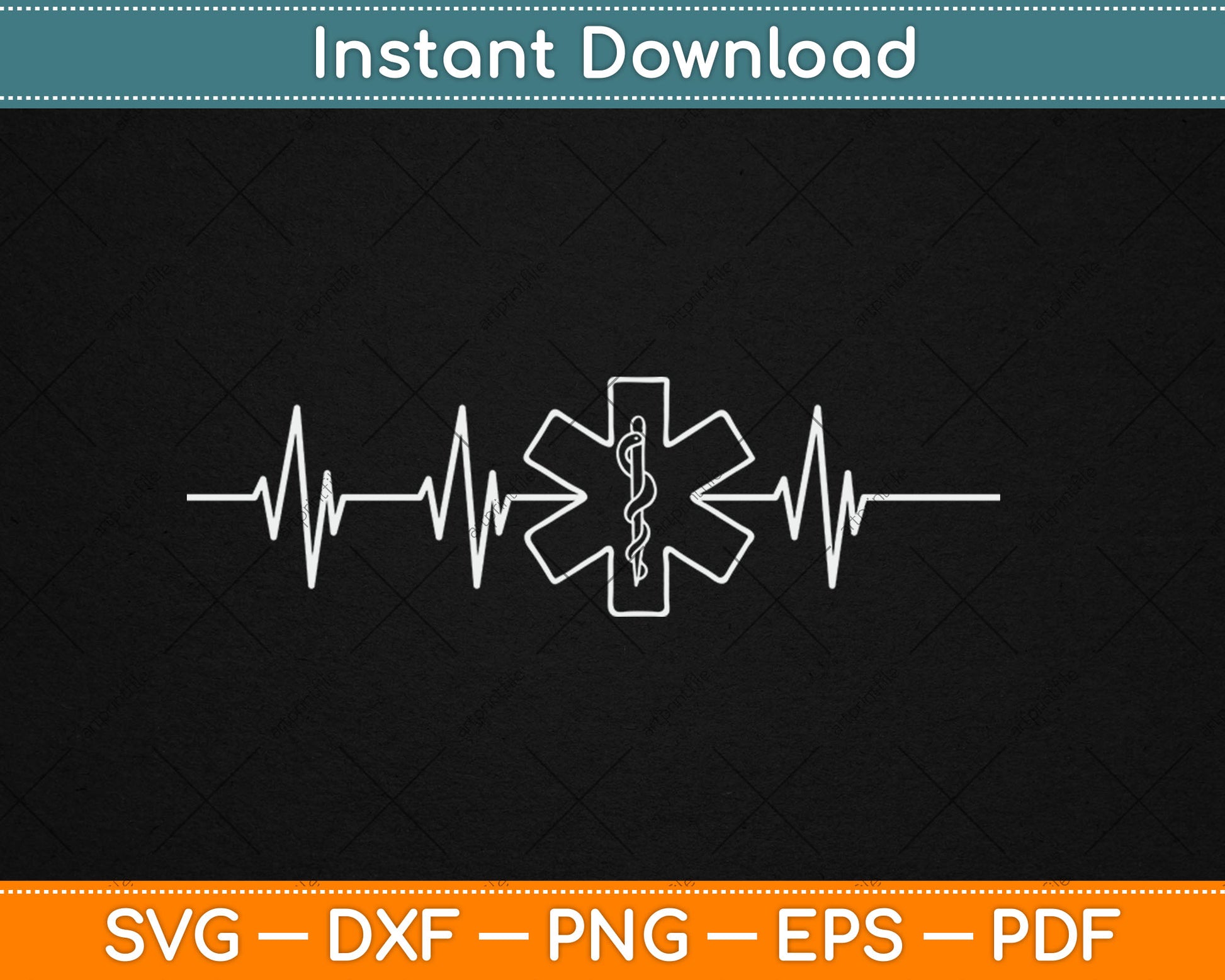 Sani First Responder Heartbeat ECG Pulse Paramedic Rescue Aid Svg Digital Cutting File