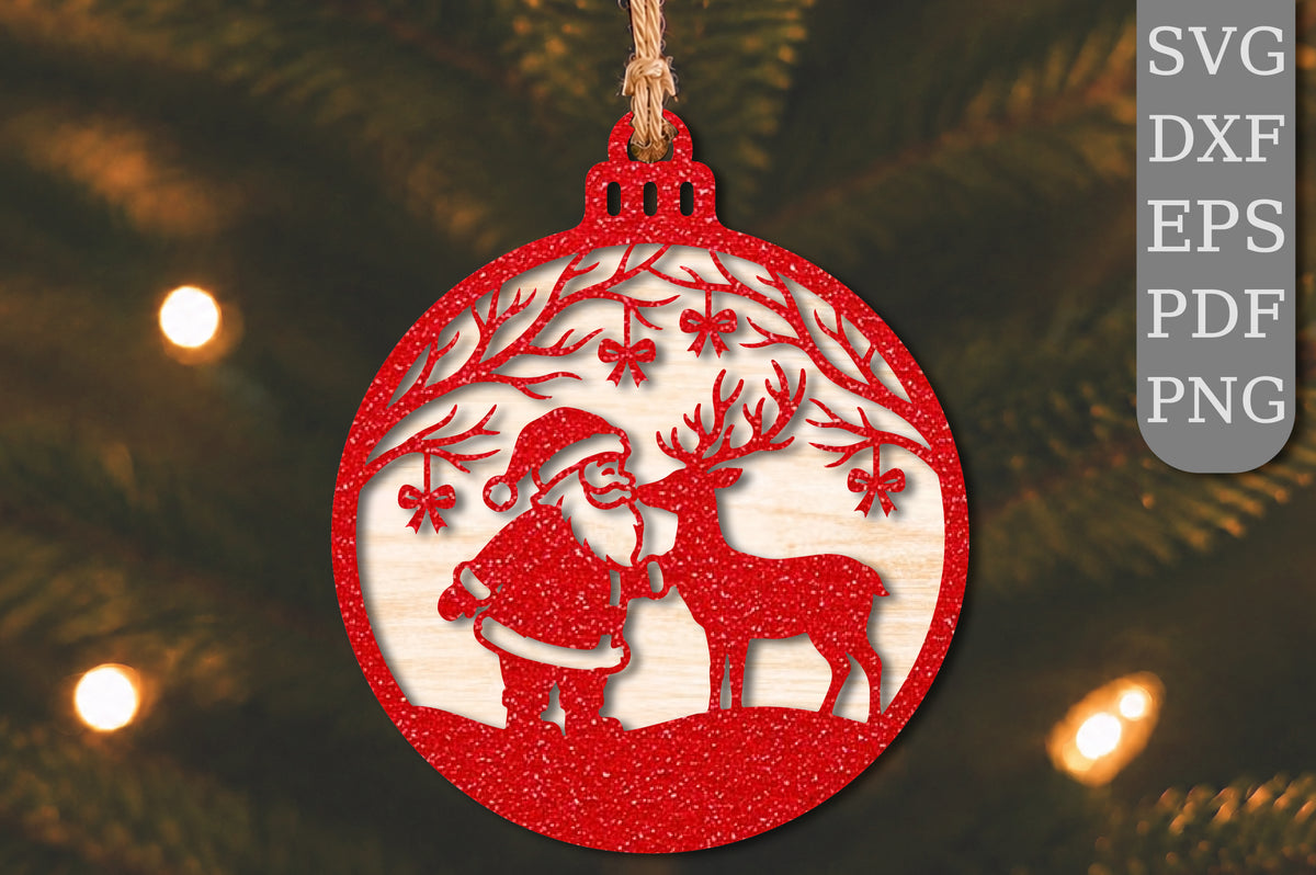 Santa And Reindeer Laser Cut SVG