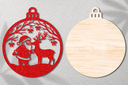 Santa And Reindeer Laser Cut SVG