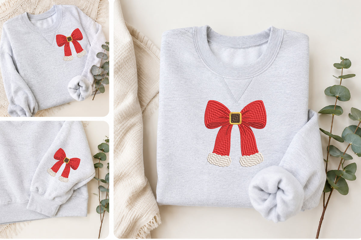 Santa Bow Embroidery Design