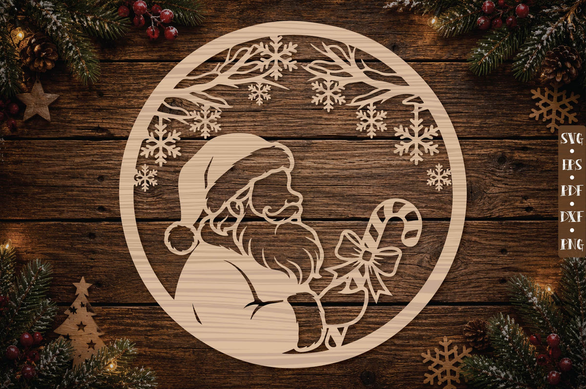 Santa Candy Cane Ornament SVG