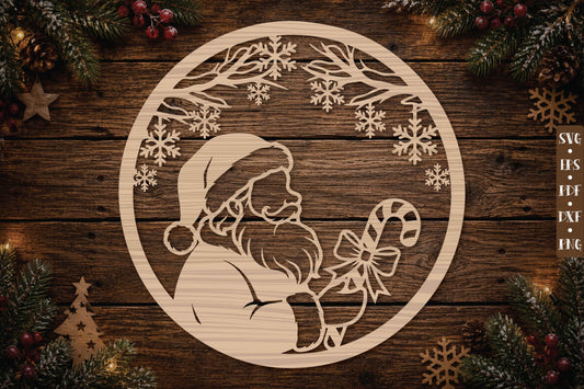 Santa Candy Cane Ornament SVG