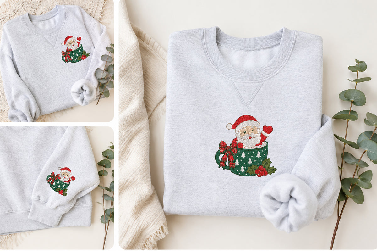 Santa Christmas Embroidery Design – Cute Santa Claus Machine Embroidery Pattern, Festive Holiday Christmas Embroidery Design