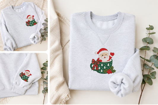 Santa Christmas Embroidery Design – Cute Santa Claus Machine Embroidery Pattern, Festive Holiday Christmas Embroidery Design