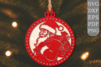 Santa Christmas Laser Cut Ornament SVG