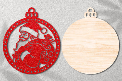 Santa Christmas Laser Cut Ornament SVG