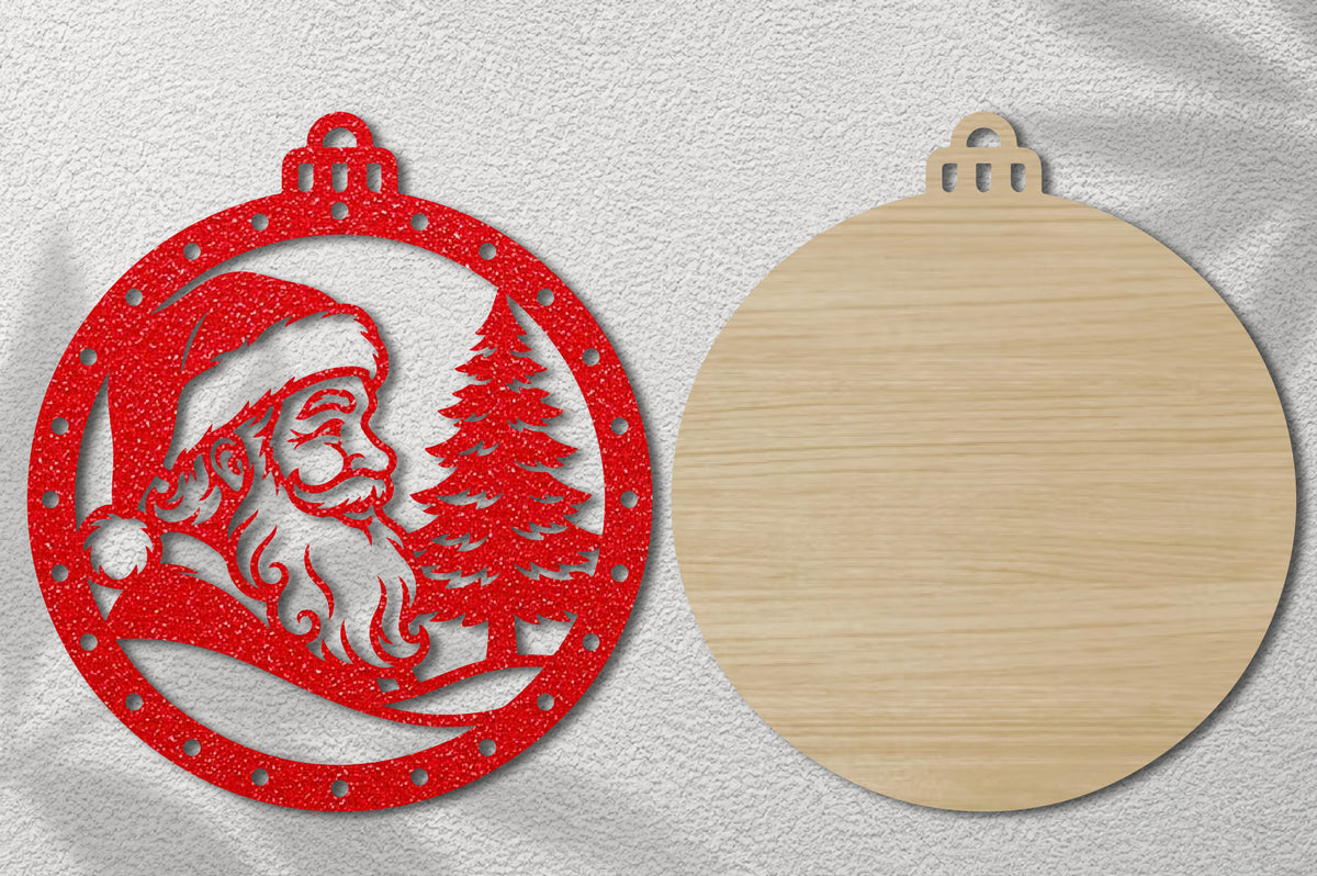 Santa Christmas Tree Laser Cut Ornament SVG Bundle