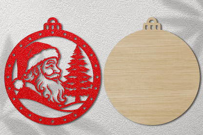Santa Christmas Tree Laser Cut Ornament SVG Bundle