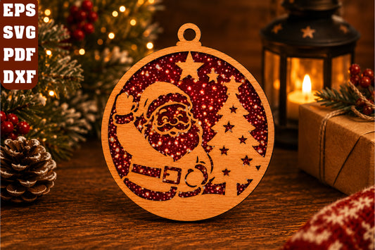 Santa Claus Christmas Ornament Laser Cut SVG