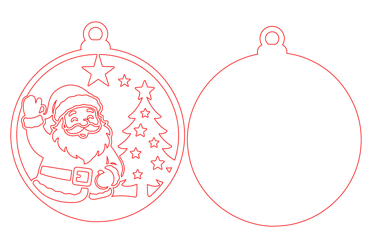 Santa Claus Christmas Ornament Laser Cut SVG