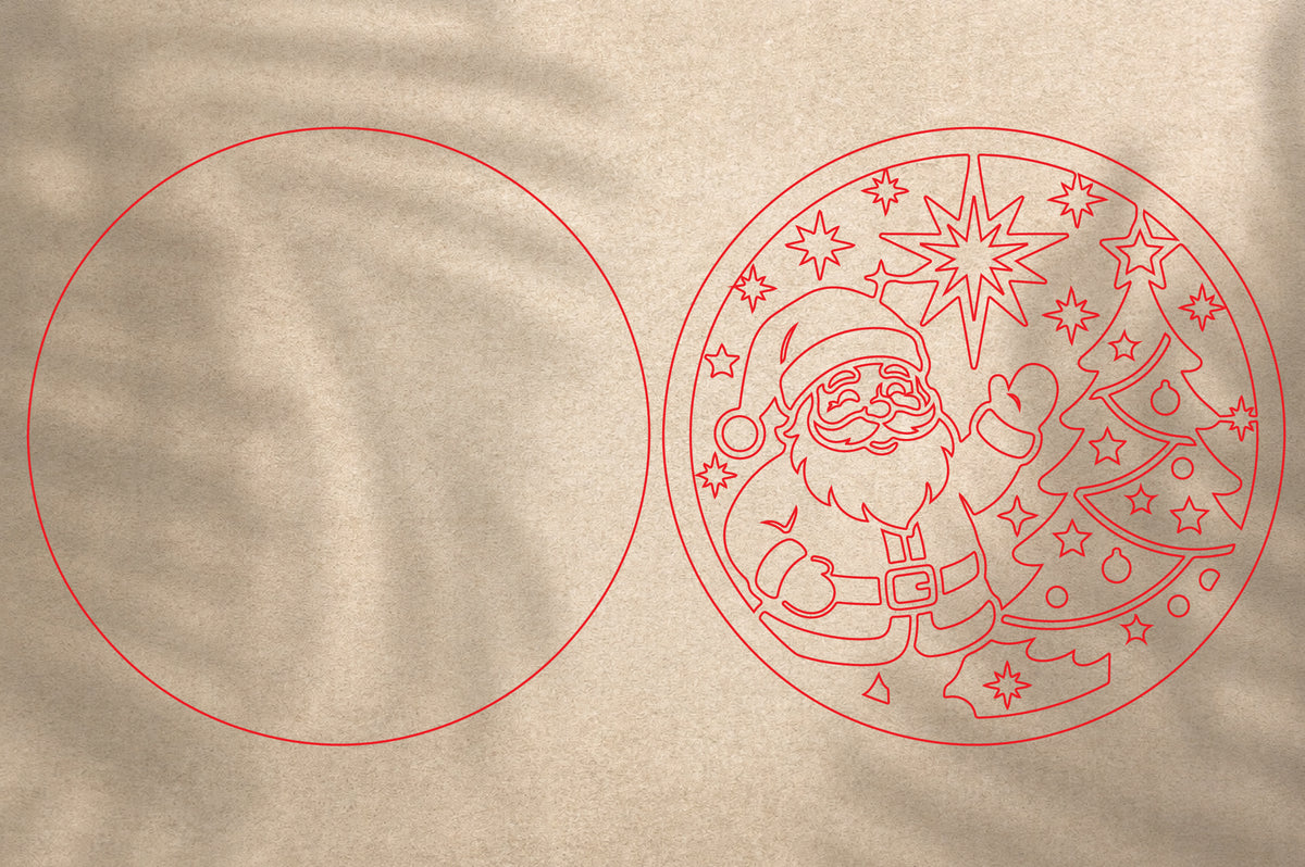 Santa Claus Christmas Ornament SVG | Santa & Christmas Tree Laser Cut Design