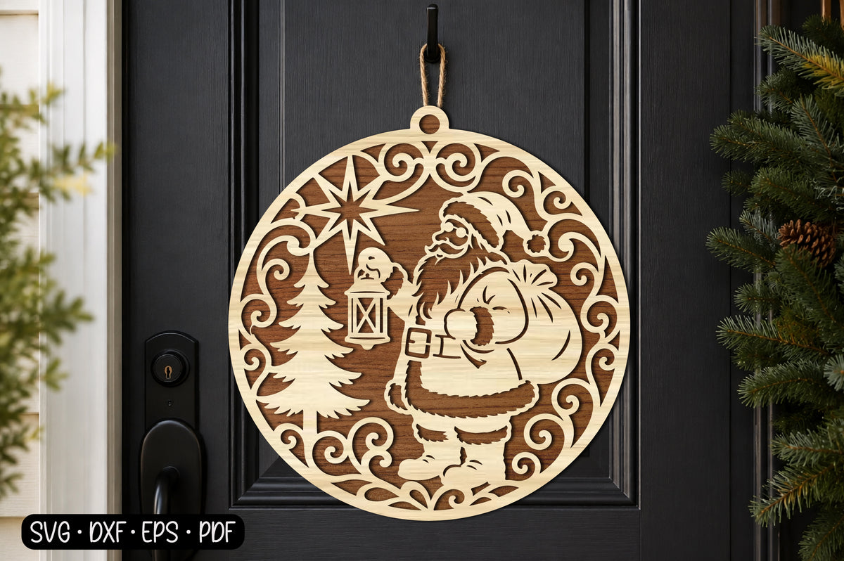 Santa Claus Christmas Ornament SVG | Santa Laser Cut Design