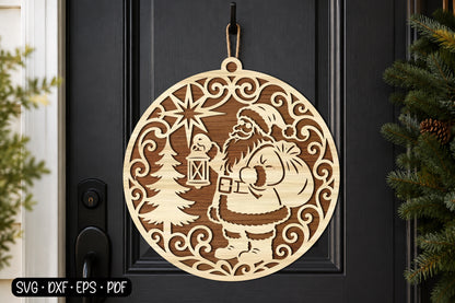 Santa Claus Christmas Ornament SVG | Santa Laser Cut Design