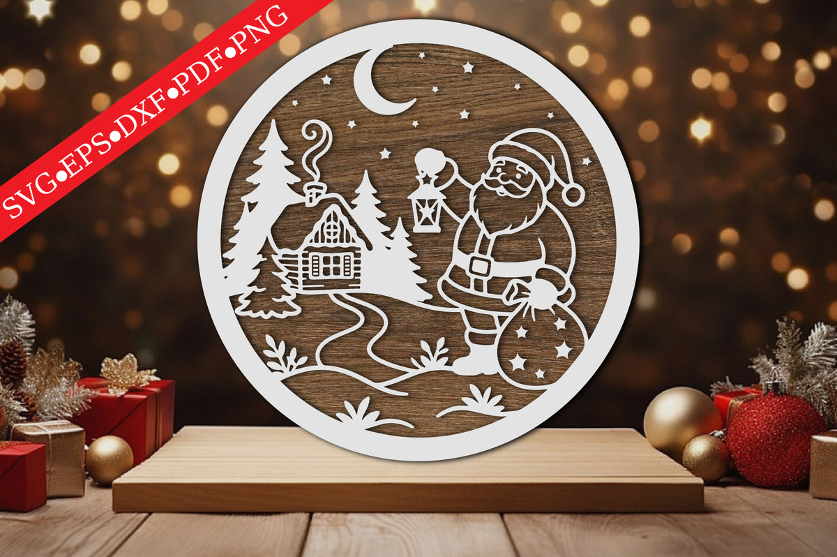 Santa Claus Christmas Ornament Laser Cut SVG