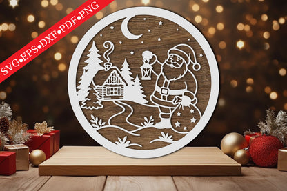 Santa Claus Christmas Ornament Laser Cut SVG