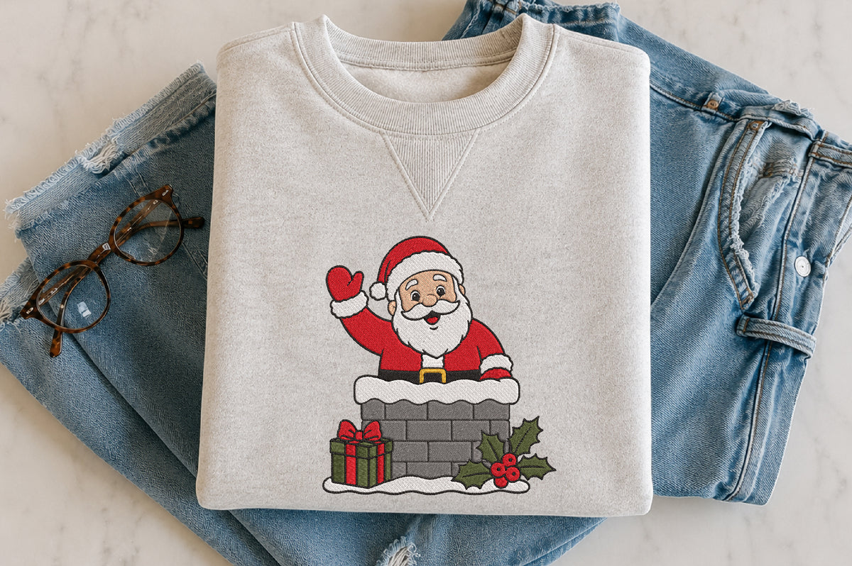 Santa Claus Embroidery Design – Cute Santa Machine Embroidery Pattern, Festive Christmas & Holiday Embroidery Design