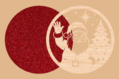 Santa Claus Laser Cut SVG | Christmas Round Sign