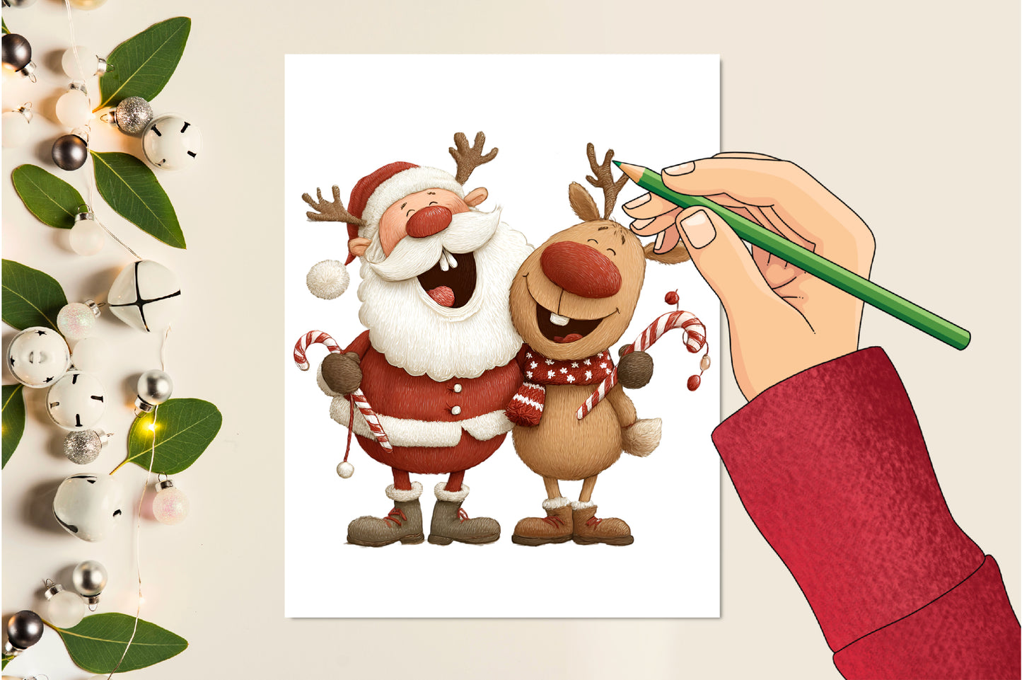 Santa Claus and Reindeer Christmas Clipart PNG