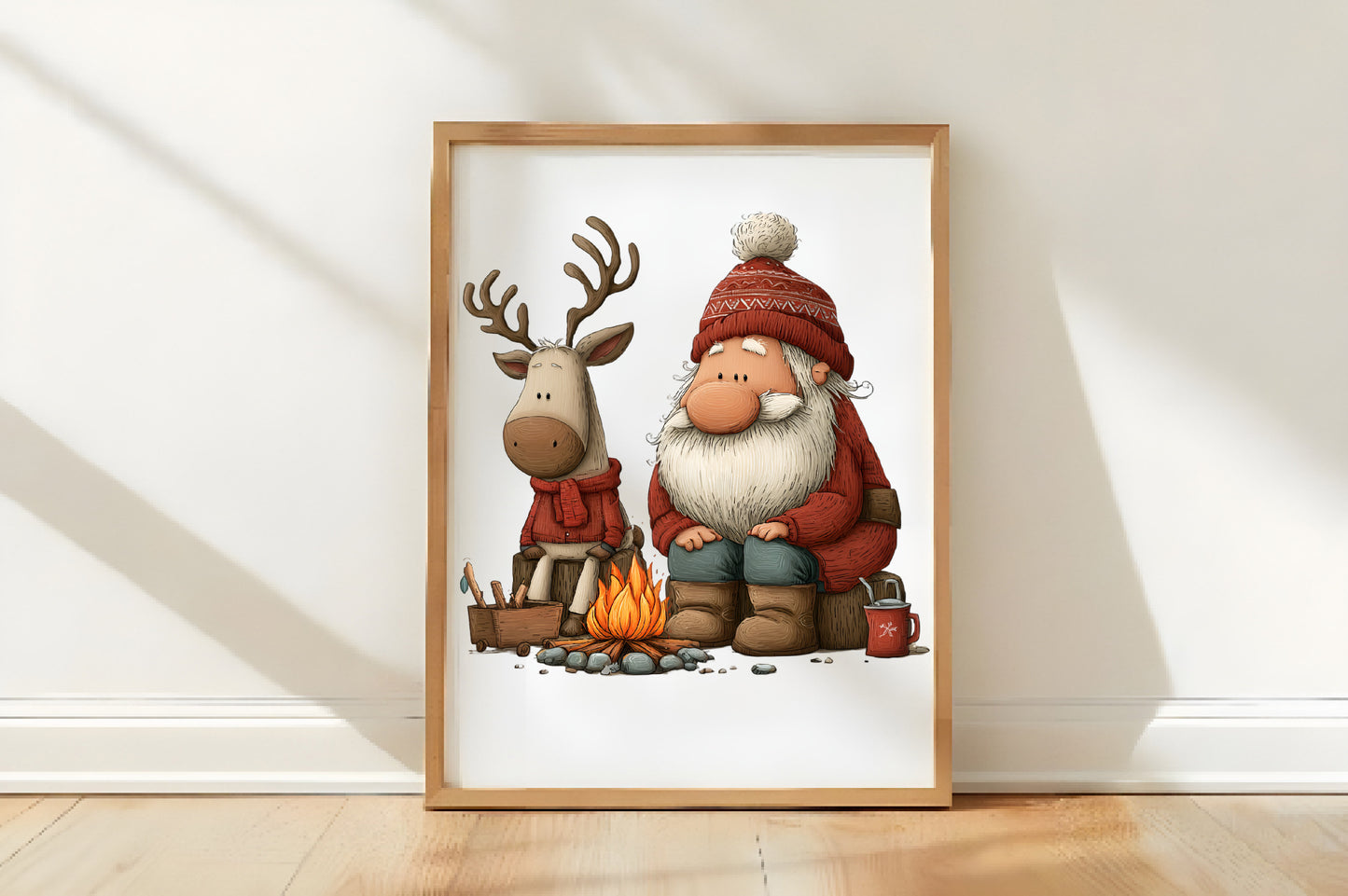 Santa Claus and Reindeer Christmas Clipart PNG